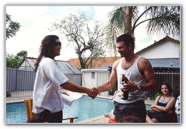 DJ & Sacha at the great canoe trip after party Oct 1995